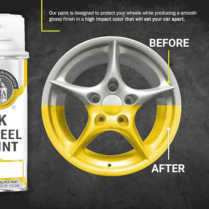 ERA Paints Yellow Wheel Paint With Omni-Curing Catalyst Technology - 2K Aerosol Glossy Finish With High Temp Resistance And Extreme Durability Against Color Fade And Chemicals Like Brake Fluid - color: Yellow 2K Spray Paint Only