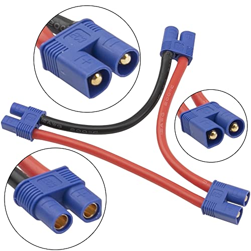 2Pcs HIRCQOO RC Car Serial Series Cable Adapter Compatible with XT90 Large Tamiya Traxxas EC5 XT60 EC3 T Plug for RC Truck Boat Lipo Battery ESC (EC3 Plug) - style: EC3 Plug
