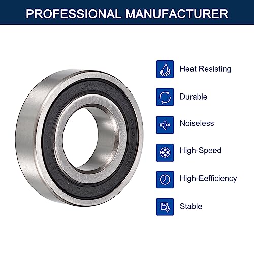 R14-2RS Deep Groove Ball Bearings, ID 7/8" x OD 1-7/8" x Width 1/2" Double Rubber Sealed Ball Bearing Pre-Lubricated Chrome Steel Z2 Lever 2pcs - size: R14-2RS 7/8"x1-7/8"x1/2"