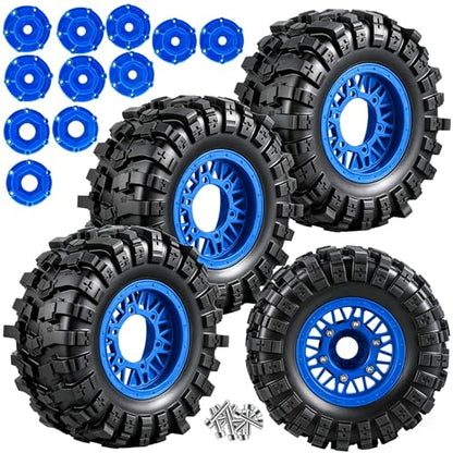 Rc Wheels and Tires Set for 1/10 Slash 2WD 4×4 4WD,Senton,Axia1,Redca t,Rc4w d,Detachable Replacement Running on Off-Road Tire,on-Road Tire w/12mm/14mm/17mm Hex,Soft Tires Plastic Rim,Navy Blue - color: Navy Blue (1/10)