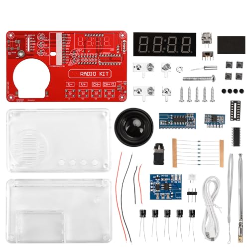Diymore DIY FM Radio Kit, Soldering Practice Electronics Project, Transparent Case, with PCB, Speaker, Digital Display, for Beginners & STEM Learning - color: DIY FM Radio Kit