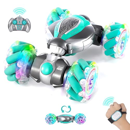 Gesture Sensing RC Stunt Car, 2.4GHz 4WD Gesture Remote Control Car Toys for Teen, 360?Double-Side Rotation Hand Controlled Twist Cars with Lights, Birthday Xmas Gifts for Teen