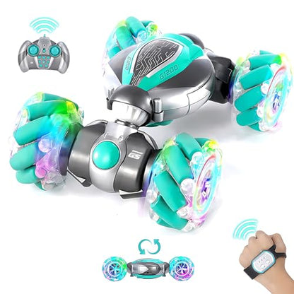 Gesture Sensing RC Stunt Car, 2.4GHz 4WD Gesture Remote Control Car Toys for Teen, 360?Double-Side Rotation Hand Controlled Twist Cars with Lights, Birthday Xmas Gifts for Teen