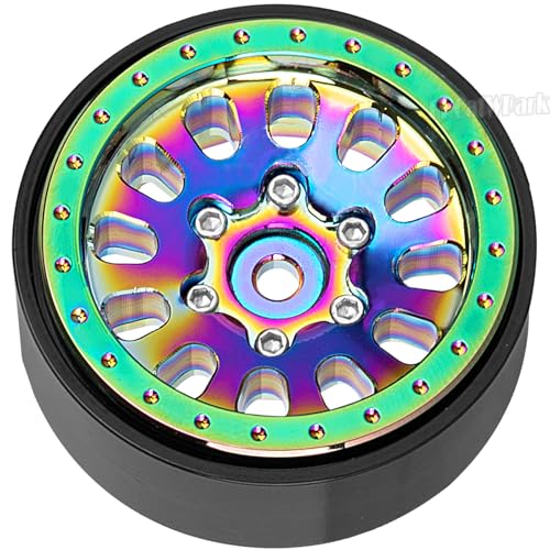 RC Wheel Rims for 1/18 TRX4M,1/24 SCX24 RC Crawler Car,4PCS RC 1.3 Beadlock Wheel Rims Aluminum Rings Deep Dish Wheel Rims,Colour - color: Colour - (1.3 Rims)
