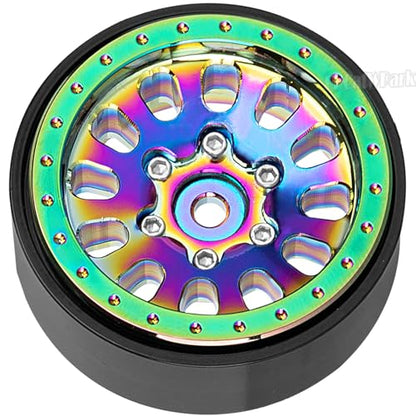 RC Wheel Rims for 1/18 TRX4M,1/24 SCX24 RC Crawler Car,4PCS RC 1.3 Beadlock Wheel Rims Aluminum Rings Deep Dish Wheel Rims,Colour - color: Colour - (1.3 Rims)
