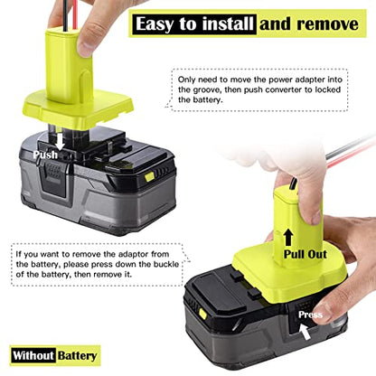 2 Packs Power Wheel Adapter for Ryobi 18V Battery Adapter Power Wheel Battery Conversion Kit with Fuses & Wire Terminals, 12AWG Wire, Power Connector for DIY Ride On Truck, RC Car Toys and Robotics