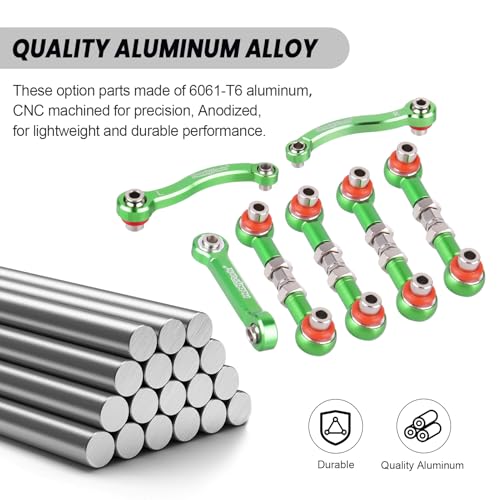Hobbypark Metal Turnbuckle Aluminum Camber Links Toe Links with Rod Ends Steering Linkage Set for Traxxas 1/18 LaTrax Teton Upgrades Desert Prerunner, Replace 7636 (Green) - color: Green