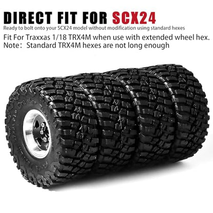 1.0 Beadlock Wheel Soft Tire Set RC Upgrade Part for Traxxas 1/18 TRX4M 1/24 RC Crawlers car Axial SCX24 FMS FCX24 Gladiator Bronco C10 JLU Deadbolt B17 Upgrade.(4Pcs/Set) - color: Black
