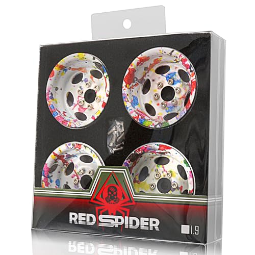 REDSPIDER•Negative Offset -10mm 1.9'' Beadlock Wheels Deep Dish Metal(4pcs) Retro Design for Scale 1/10 RC Crawler Axial SCX10 TRX4 VS4-10 Redcat Gen8 RC4WD D90 Rock Crawler (Color) - color: Color