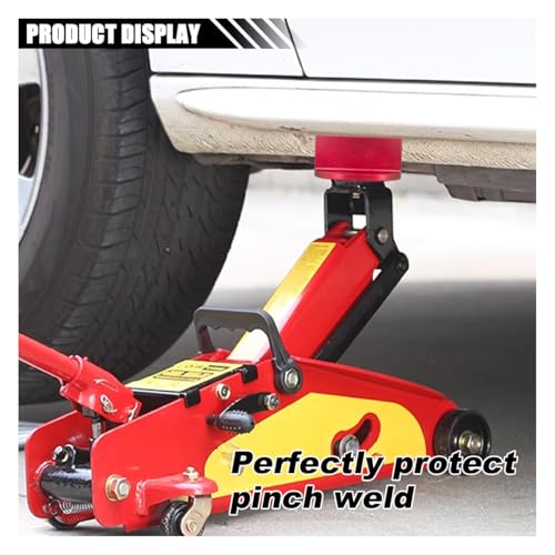 Universal Magnetic Jack Pad, 0.37" Slotted Aluminum Grooved Pad | Jack Puck Pinch, Pinch Weld Frame Rail Adapter with Large Slotted for Most Cars SUVs Trucks, Red - color: Red