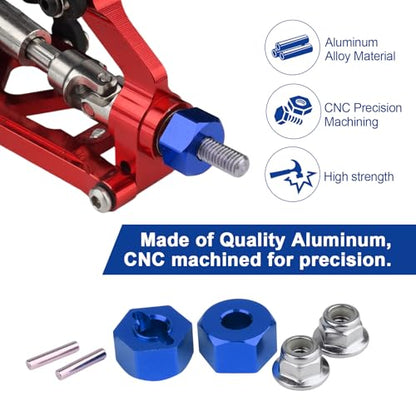Hobbypark Anodized Aluminum Hex Wheel Hubs Pins and M4 Flanged Lock Nuts Washers Set for Traxxas Slash 2WD 1/10 Upgrade Parts Replace 1654 3654 (Navy Blue) - color: Navy Blue