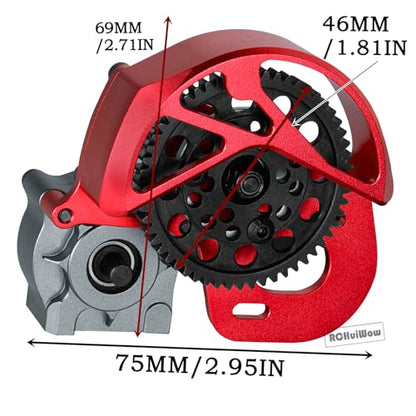 RC Aluminum Transmission Gearbox Upgrades Part for 1/10 SCX10, SCX10 II 90046 90047 Wraith,AX10 RC Crawler car,Alloy Center Transmission Gearbox,Titanium & Red - color: Titanium&red(1pc)