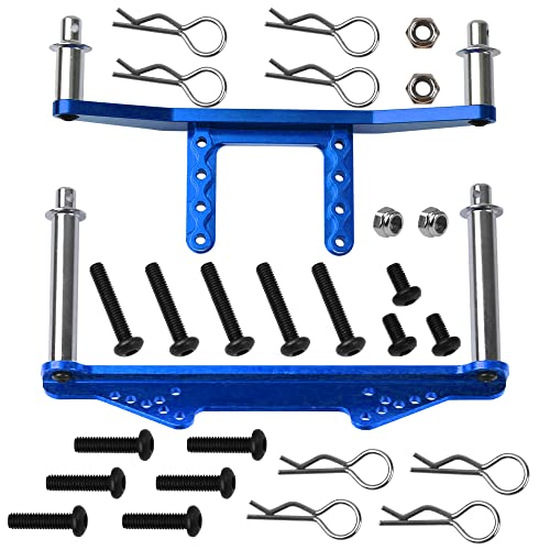 Metal Front & Rear Body Mounts Body Posts Upgrade Parts Compatible with Traxxas Slash 2WD Rustler Stampede VXL 1/10 RC 2WD Car (Blue) - color: Blue