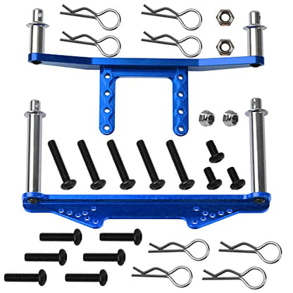Metal Front & Rear Body Mounts Body Posts Upgrade Parts Compatible with Traxxas Slash 2WD Rustler Stampede VXL 1/10 RC 2WD Car (Blue) - color: Blue