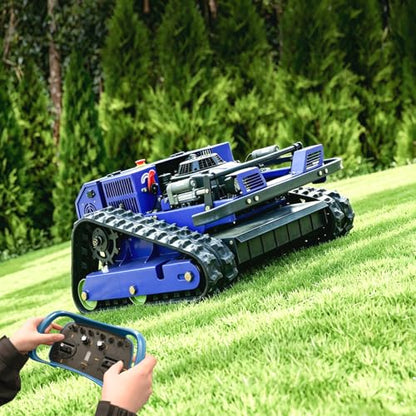 AIWEIYA-Remote Control Lawn Mower,Oil-Electric Hybrid Crawler Track Mower,3-15CM Cutting Height Professional Landscape and Estate Mower for 100% Slope(45°) Large Turf Grass Cutting - size: Standard version