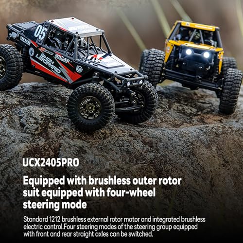 TOUCAN RC HOBBY US in Stock UDI RC UCX2405PRO 1/24 4x4 RC Rock Crawler Model Brushless Motor ESC Radio Controlled Off-Road Vehicles RTR Car attery for Ages 14+ - color: Yellow Black