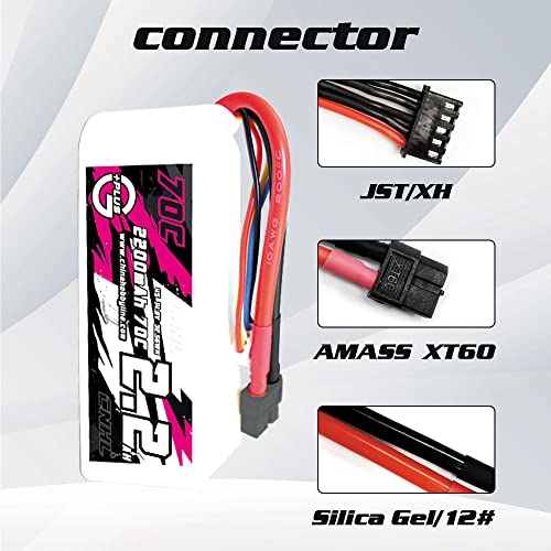 CNHL 2200mAh 4S Lipo Battery 14.8V 70C with XT60 Plug (2 Packs) | Balanced weight prevents nose-heavy builds, delivering snappy punch for STOL aircraft, compact EDF jets, and sport models. - style: 4s 2200mah 70c lipo*2