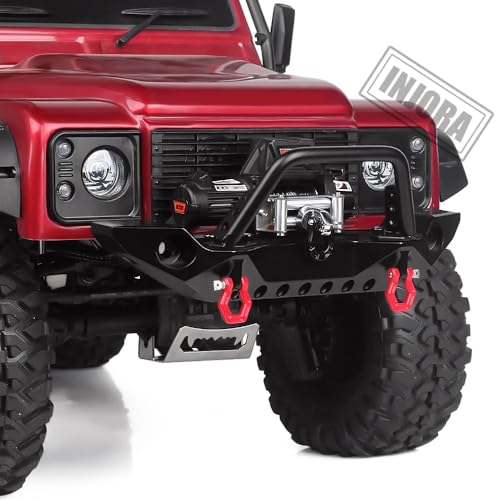 INJORA Metal Automatic Winch Wireless RC System for 1/10 RC Crawler (Red) - color: Red