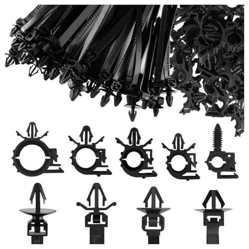 130PCS Car Wire Loom Clips with 5 Sizes,Push-in Wire Harness Clips Assortment Kit Keeps Cables Neatly Sorted,Universal Wires Loom Clamps Assortment Kit for SUV Truck