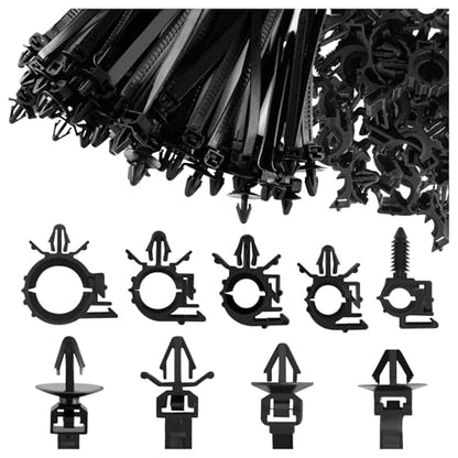 130PCS Car Wire Loom Clips with 5 Sizes,Push-in Wire Harness Clips Assortment Kit Keeps Cables Neatly Sorted,Universal Wires Loom Clamps Assortment Kit for SUV Truck