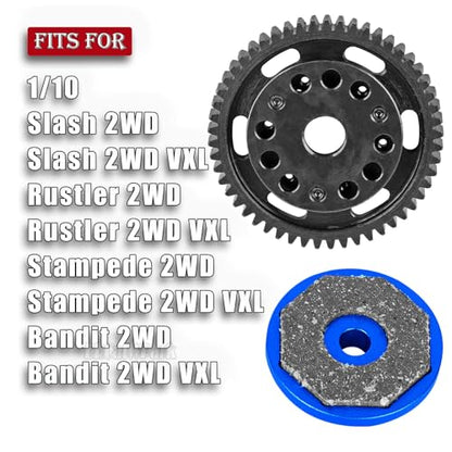 RC 53T Spur Gears 0.8Mod Upgrades Part for 1/10 Slash 2WD (VXL)/Stampede 2WD (VXL)/Rustler 2WD (VXL)/Bandit 2WD (VXL),BRCatWPark Steel Metal Extra-Heavy Slip limiting Clutch,Navy Blue
