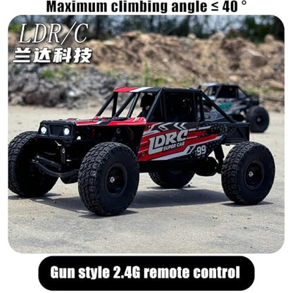 LDRC 18499 Waterproof Rc Climbing Car 1:18 Full Proportion Rc Offroad 4x4 Rc Underwater Crawler Pipe Rack Climbing Vehicle Cars Model RTR (Red) - color: Red-waterproof