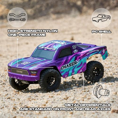 FCXㅤ FMS FSC24S 1/24 Chaser S RC Crawler, Short-Course Trucks with High Strength Nylon Frame, 2 Speed Switch Up to 26km/h, Hobby RC Car for Adults, Gifts (Red) - color: Red
