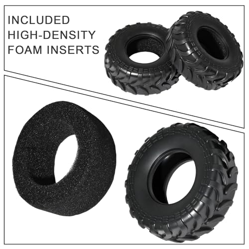1.3" Tires for SCX24 & TRX4M 63.2 26.7mm RC Crawler Tires Upgrades with Foam Inserts Compatible with Traxxas Axial 1/18 1/24 Scale RC Cars Aggressive Mud Terrain Sticky Crawler Design - size: 1.3-66mm-rzt
