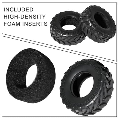 1.3" Tires for SCX24 & TRX4M 63.2 26.7mm RC Crawler Tires Upgrades with Foam Inserts Compatible with Traxxas Axial 1/18 1/24 Scale RC Cars Aggressive Mud Terrain Sticky Crawler Design - size: 1.3-66mm-rzt