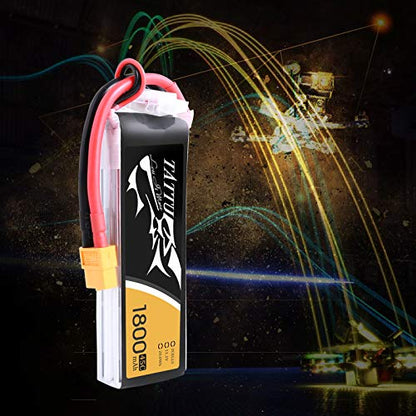 TATTU 11.1V 1800mAh 3S 45C LiPo Battery Pack with XT60 Plug for Skylark M4-FPV250 Mini Shredder 200 INDY250 Plus MOJO 280 QAV250 Vortex Emax Nighthawk 250 RC Heli Airplane UAV Drone FPV
