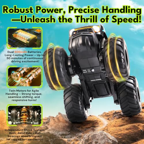 Threeking 1:16 Amphibious Monster Truck All Terrain Remote Control Car Toys | Waterproof Durable 4WD Off-Road RC Crawler Cars Pick-Up Unique Toy Gifts for Boys Girls Ages 6-12 - color: Pickup-blue
