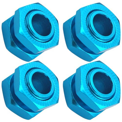 4PCS Vgoohobby M17 17mm Aluminum Wheel Hex Hubs Tires Adapter Nut Compatible with HPI HSP Traxxas Losi Axial Kyosho Tamiya Redcat Himoto 1/8 RC Car Truck Buggy,Blue