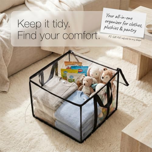 4-Pack Clear Storage Bag 11.8", Small PVC Soft Organizer with Double Handles & Zipper, Waterproof Mini Tote for Toys, Shoes, Makeup, Craft Supplies - size: Small
