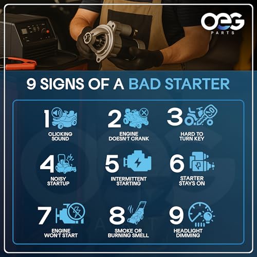 OEG Parts New Starter Compatible with Briggs V Twin Cylinder HD 108mm OAL 14HP 16HP 18 HP 1996-1998 399928, 498148, 495100, SBS0009, 41022010, 41022010R