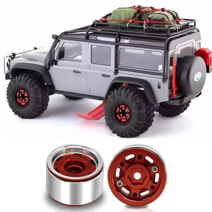 1.0 Beadlock Wheels, 4pcs Red | Aluminum RC Rims Hub with Positive Offset 7mm Hex for 1/18 1/24 RC Crawler Traxxas TRX4M Axial SCX24 AX24 FMS FCX24 Upgrades - color: Four Hole Model-red