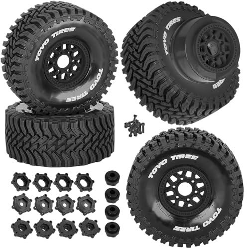 RC Wheels and Tire for 1/8 Maxx Slash 6S Short Course Trucks(102076-4),All-Terrain Rubber Tyres w/Foam Insert,Replacement for #10272,Black - color: Black(4pcs)