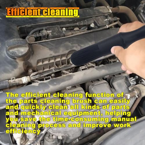 Car Parts Washer Brush, Bullet Head Parts Cleaning Brush for Cleaning Car Interior Exterior, Engine Parts, Wheel Bearing, Boats, Household Grime (Black) - color: Black