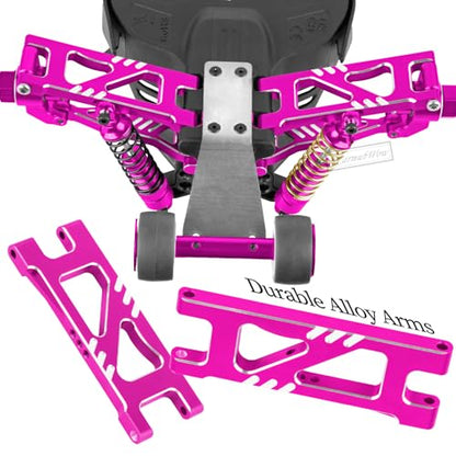 RC Upgrades Part for 1/18 Granite GROM MEGA 380,Front Rear Shock Absorber,Driveshafts CVD,Suspension Arms,Front Steering Block Knuckles & C-Hubs Caster Blocks & Rear Hubs,Pink - color: Pink(1set)