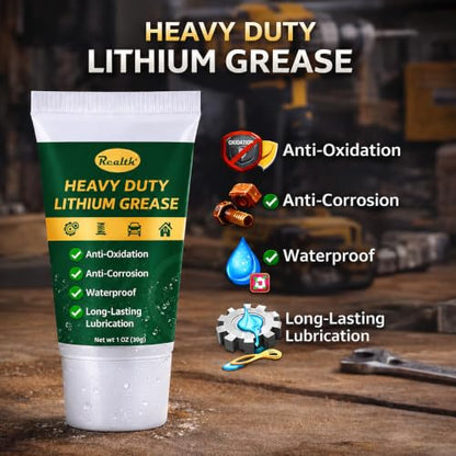 Realth Lithium Grease 1 oz High Temp Waterproof | Synthetic Industrial Lubricant for Worm Gears, Rollers, Chains & Bearings, Ideal for Heavy-Duty Industrial & Automotive Use - size: 30g