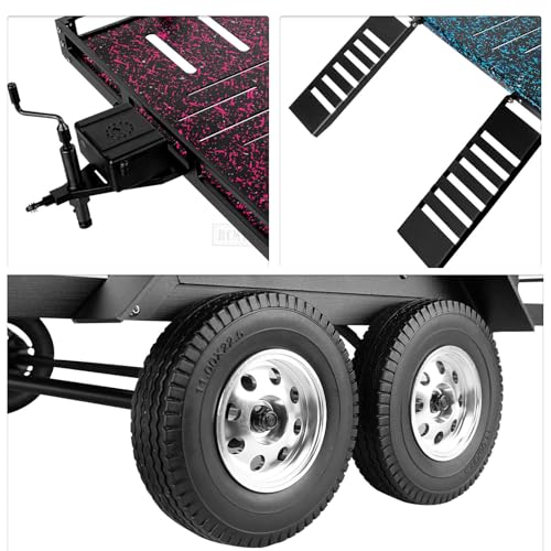 RC Trailer for 1/8 1/10 RC Crawler TRX4 TRX6 Redca t Scout II Gen8 Tamiya Scx10 II D90 Wraith,Aluminum RC Heavy Duty Truck and RC Rock Cars Trailer with RC Trailer Hook Coupler,Colorful - color: (Aluminum Rc Trailer) - Colorful
