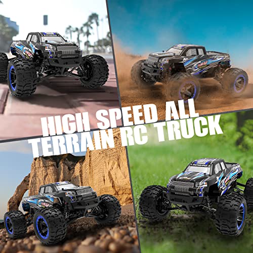RACENT RC Truck 1:16 4x4 All Terrain RC Car 40KPH High Speed Remote Control Cars for Adults, Off-Road Monster Truck with 2.4Ghz Radio Control,2 Batteries（Blue&Red&Green） - color: Blue&red&green