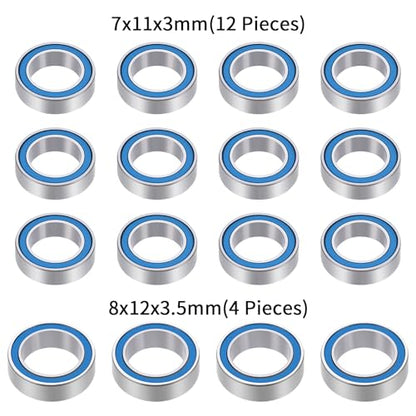 16 Pcs Rubber Sealed Bearings Kit for Arrma 1/18 Granite Grom Mega | RC Car Upgrade Parts Steel Bearings