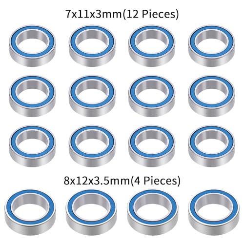 Steel 16 Pcs Sealed Bearings Kit for Arrma 1/18 Granite Grom Mega | RC Car Upgrade Parts