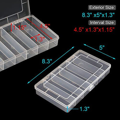 Vidifor 2 Pack 6 Grids Tackle Box Organizer Mascara Brushes Container Fishing Tackle Tray Box Plastic Storage Organizer Container for Crafts, Beads Earrings, Screws, Nail, Pins - size: 6 grids 2pcs no dividers