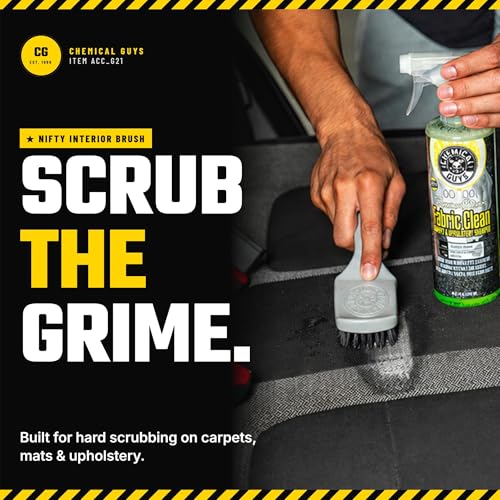 Chemical Guys, The Nifty Interior Detailing Brush for Carpet & Upholstery | Synthetic bristles and a short ergonomic handle scrub carpet, mats, upholstery and trunk liners with control - size: 1 Pack