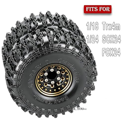 RC Full Brass 1.0" Beadlock Wheels and Tires for 1/18 Trx4m 1/24 SCX24 RC Crawler Car,1.0" Beadlock Wheels and Tires,RC Tires 1.0 Wheel Rim & Wheels Tires