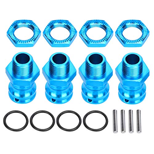 Wheel Hex Hub Adapter Extension Conversion 4pcs Aluminum Alloy 17mm Hex 23mm Wheel Extension Adapter for 1 8 RC Car Model (Blue)