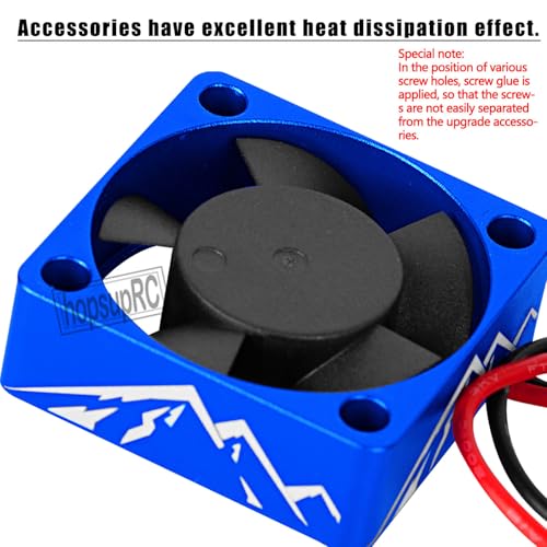 Heatsink High Speed Motor Cooling Fan 28000RPM,30MM Heat Sink with 4.8-8.4V Cooling Fan Upgrades Part for 1/10 1/8 Brushless Motor RC Car 36 42 Series 3660 3650 3670 540 F540 550.Navy Blue - color: Blue(2PCS)