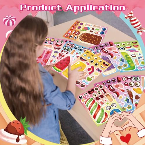 Make Your Own Ice Cream Stickers, Make a Face Sticker | 24 Sheets Mix and Match Watermelon, Chocolate, Kiwi, Strawberry Ice Cream Stickers for Kids Activities Supplies Crafts - style: Ice Cream