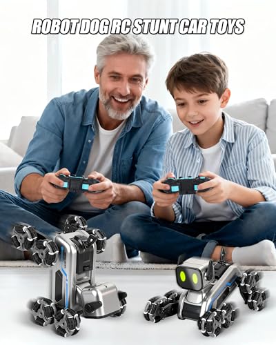 HuiJuKeJi Interactive Robot Dog RC Stunt Car, Gesture Sensing & 2.4Ghz Remote Control Cars, Mecanum Wheels, LED Eyes with Music, Rechargeable for Extended Indoor/Outdoor Fun, Gift for Kids 6-12